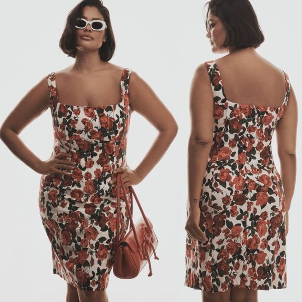 Maeve NWT Rose Print Sleeveless Square-Neck Knee-Length Dress Size 2XL